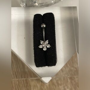 16g 1 Piece 316 Surgical Stainless Steel EYEBROW Ring CZ Flower Design NWT